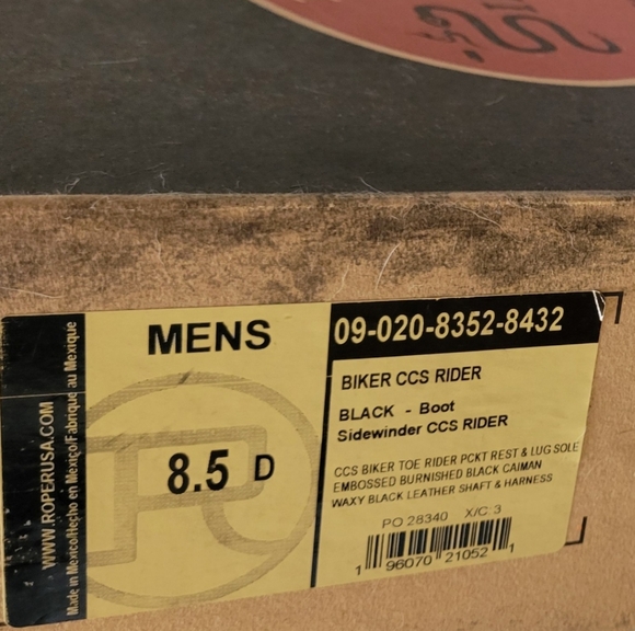 Black, size 8.5, MENS Roper brand sidewinder biker boots - Picture 5 of 5